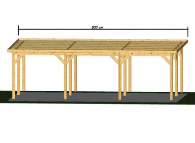Ossature en bois pignon de 8 m avec toit plat pour faire un carport double